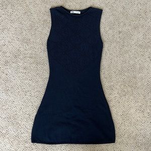 zara navy knit dress